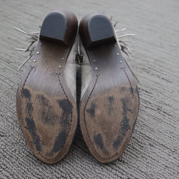 SAM EDELMAN Louie Tan Suede Fringe Cowboy Bootie Size 7.5 - Picture 8 of 11